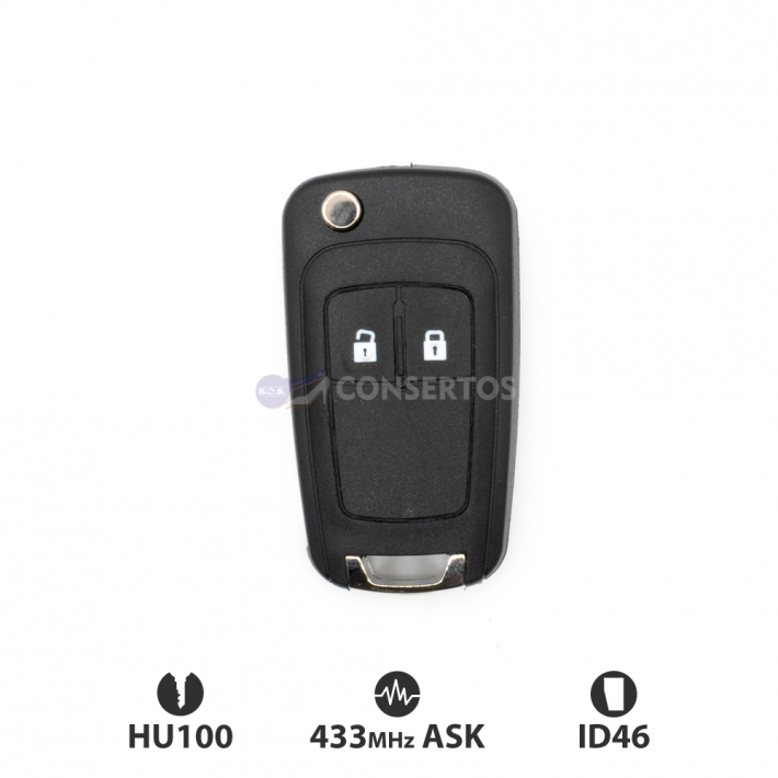 Comando Chevrolet/Opel retrátil com 2 botões