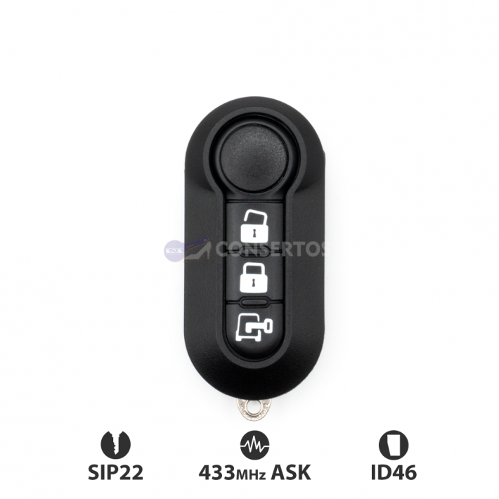 Comando FIAT / CITROEN / LANCIA redondo Delphi 3 botões